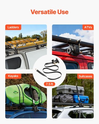 VEVOR Ιμάντες Στερέωσης Ladder Rack, Μαύροι, με Διπλά Άγκιστρα J, 3...