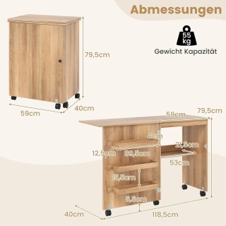 Costway Πτυσσόμενο Τραπέζι Ραπτικής και Χειροτεχνίας με Κρυφές Απο... Costway Πτυσσόμενο Τραπέζι Ραπτικής και Χειροτεχνίας με Κρυφές Απο...