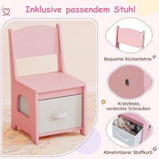 Costway Σετ Παιδικό Τραπέζι & Καρέκλα Μακιγιάζ με Καθρέφτη και Ρύθμ...