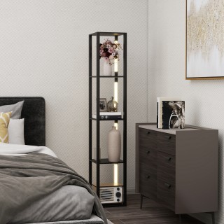 HOMCOM Λάμπα Δαπέδου με Ράφια, Ρυθμιζόμενη Φωτεινότητα, 29x163 εκ, ...