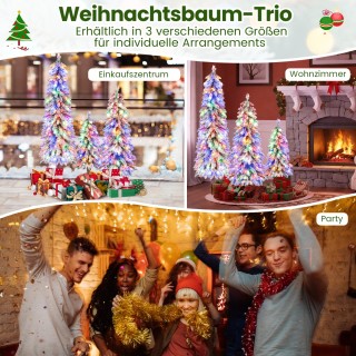 Costway Σετ 3 Τεχνητά Χριστουγεννιάτικα Δέντρα με Φωτισμό & Χιόνι 9...