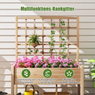 Costway Ζαρντινιέρα με Πέργκολα και Σχάρα Αναρρίχησης 119 x 60 x 16...