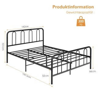 Costway Κρεβάτι Μεταλλικό Πλαίσιο για Στρώμα 190 x 140 cm Διπλό Κρε... Costway Κρεβάτι Μεταλλικό Πλαίσιο για Στρώμα 190 x 140 cm Διπλό Κρε...