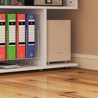 HOMCOM  Μοντέρνο Γραφείο Γωνιακό με 4 Ράφια σε Λευκό Ξύλο, 120x100x...