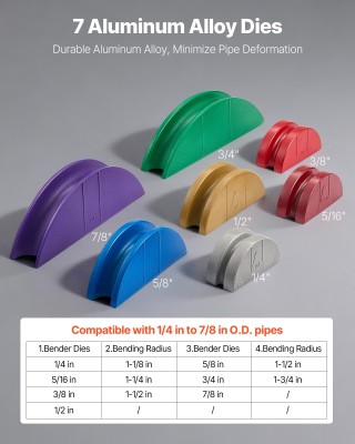 VEVOR Σετ Υδραυλικής Διπλωτικής Σωλήνων, 6-22mm, με 7 Έγχρωμα Καλού...