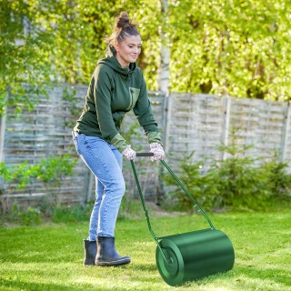 Outsunny Κύλινδρος Γκαζόν 63L με Ξύστρα Λεπίδα, Μεταλλικός, 123x58x...