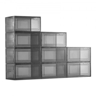 VEVOR Διαφανείς Μαύρες Στοιβαζόμενες Θήκες Παπουτσιών 9τμχ για Μέγε...