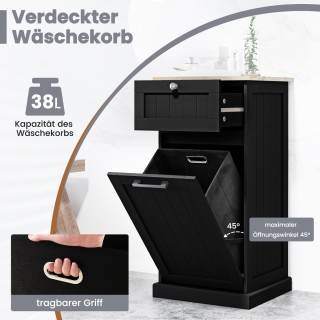 Costway  Ντουλάπα ρούχων με καλάθι, συρτάρι και μπαμπού επιφάνεια τ...