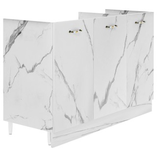 Shally Dogan Λευκό Σύνθετο Ντουλάπι Κουζίνας Υποκαθήμενο με Εφέ Μάρ...