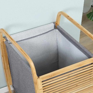 BAKAJI  Καλάθι Απλύτων από Μπαμπού με Υφασμάτινη Τσάντα 40 x 35 x 7...