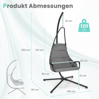 Μονή Αιώρα / Κούνια με Μεταλλική Βάση για Εσωτερικούς και Εξωτερικο...