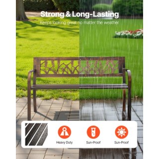 VEVOR Μεταλλικός Πάγκος Βεράντας 127 εκ. με Πλάτη PVC για Βεράντα G...