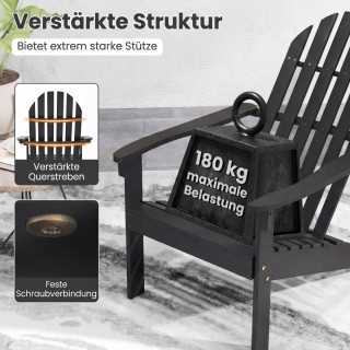 Costway Καρέκλα Κήπου Adirondack από Ξύλο Ακακίας με Κεκλιμένο Κάθι...