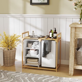 HOMCOM Καλάθι Απλύτων με 2 Αφαιρούμενες Τσάντες, Χερούλια και Ράφι... HOMCOM Καλάθι Απλύτων με 2 Αφαιρούμενες Τσάντες, Χερούλια και Ράφι...