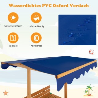 Costway Κουτί άμμου με στέγη 120 x 120 cm από κέδρο, μεγάλη άμμος μ...