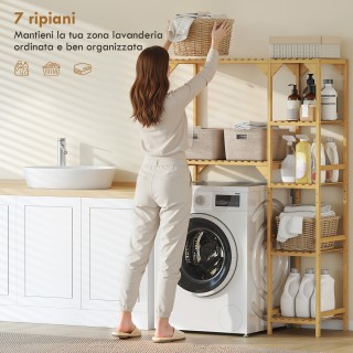 HOMCOM Ντουλάπα Πάνω από το Πλυντήριο με 7 Ράφια και Ρυθμιζόμενο Χώ...
