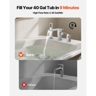 VEVOR Ρωμαϊκή Μπανιέρα Βρύση, 3 Θέσεις Καταρράκτη Βρύση, Πλατιά Ρωμ...