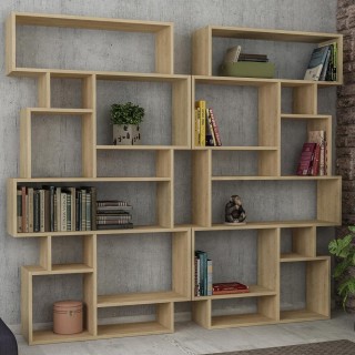BAKAJI Μοντέρνα Βιβλιοθήκη 8 Ραφιών 168x96x25εκ Οικία Γραφείο Δρυς ...