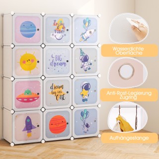 Costway Παιδική Ντουλάπα με 2 Θήκες για Κρεμάστρες & 12 Κουτιά – Γ... Costway Παιδική Ντουλάπα με 2 Θήκες για Κρεμάστρες & 12 Κουτιά – Γ...