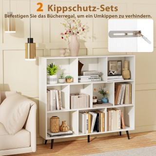 Costway  Μοντέρνα Βιβλιοθήκη με Ξύλινα Πόδια - 3 Επίπεδα, 120 εκ. C...