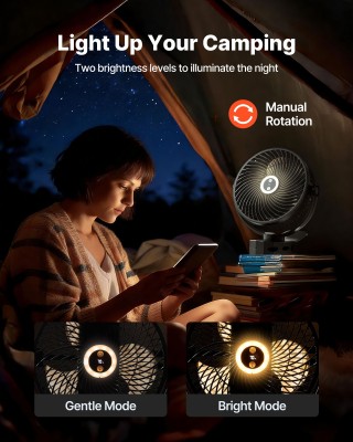 VEVOR Φορητός Επαναφορτιζόμενος Ανεμιστήρας Κλιπ με Φως και USB, 3 ...