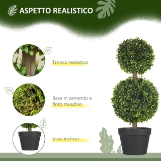 HOMCOM Σετ 2 φυτά πυξάρι με 2 ρεαλιστικές σφαίρες με γλάστρα, με εν...