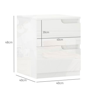 HOMCOM  Μοντέρνο Κομοδίνο από Ξύλο με 2 Συρτάρια και Γυαλιστερό Σχέ...