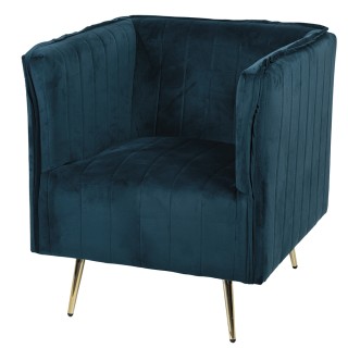 Galileo Πολυθρόνα vintage πετρόλ σε ξύλο με επένδυση από πολυεστέρα...