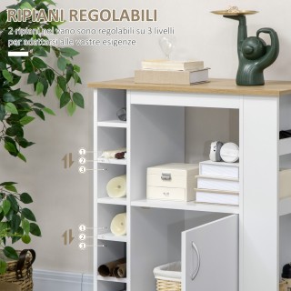 HOMCOM  Καρότσι Κουζίνας με Ντουλάπι και Ρυθμιζόμενα Ράφια, Περιστρ...