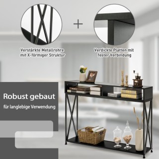 Costway Κομψό Κονσόλα Τραπέζι με Ανοιχτά Ράφια και Μεταλλικό Πλαίσ... Costway Κομψό Κονσόλα Τραπέζι με Ανοιχτά Ράφια και Μεταλλικό Πλαίσ...