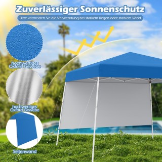 Costway Γαλάζιος Πτυσσόμενος Κήπος 3x3m με Ρυθμιζόμενο Πλευρικό Τοί...