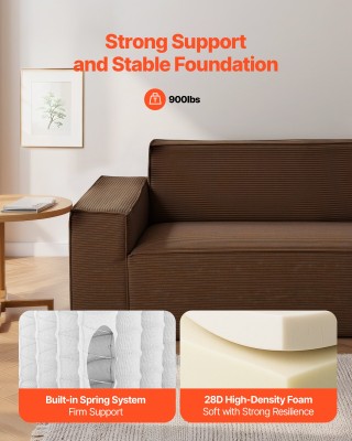 VEVOR Μοντέρνος Καναπές 2110 mm, Άνετος Καναπές από Κοτλέ με Πλατιά...