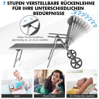 Costway Εξωτερική Ξαπλώστρα Αλουμινίου με Ρυθμιζόμενη Πλάτη και Αφ... Costway Εξωτερική Ξαπλώστρα Αλουμινίου με Ρυθμιζόμενη Πλάτη και Αφ...