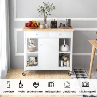 Costway  Πολυλειτουργικό Καρότσι Κουζίνας με Ρυθμιζόμενα Ράφια και ...