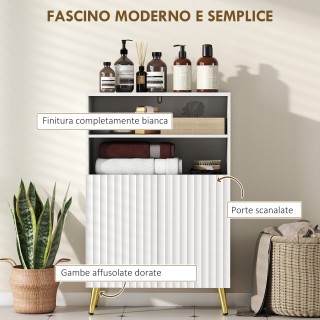 HOMCOM Μοντέρνο Έπιπλο Μπάνιου με 2 Ανοιχτά Ράφια και Ντουλάπι με Α...