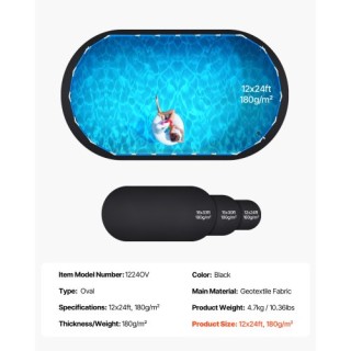 VEVOR Δυνατό Μαξιλάρι Πισίνας 12x24 ft Oval για Υπέργειες Πισίνες D...