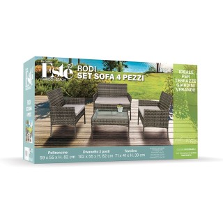 Galileo Σετ κήπου 4 θέσεων με μαξιλάρια σε χρώμα taupe, κορυφή τραπ...