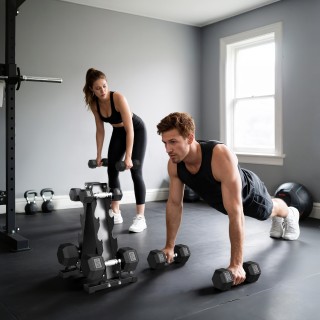 SPORTNOW Σετ Αλτήρες Γυμναστικής Εξαγωνικοί με Στήριγμα και Αντιολι...