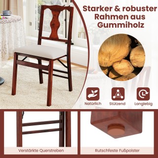 Costway Σετ 2 Πτυσσόμενες Καρέκλες με Επενδυμένα Καθίσματα & Ξύλινο...