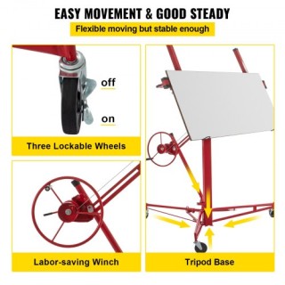 VEVOR Ανυψωτικό Γυψοσανίδας 16ft, 150lb, Τηλεσκοπικός Βραχίονας & 3...