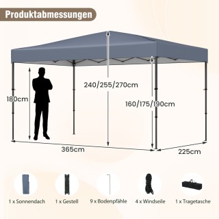 Costway Αναδιπλούμενο Στέγαστρο 365x225cm με Φορητή Τσάντα Μεταφορά...