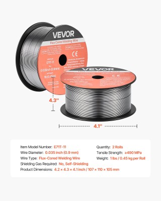 VEVOR Ρολλά Σύρματος Συγκόλλησης Flux Core MIG E71T-11, 0.9mm (2τμχ... VEVOR Ρολλά Σύρματος Συγκόλλησης Flux Core MIG E71T-11, 0.9mm (2τμχ...