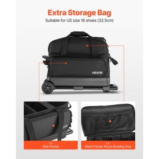 VEVOR Τσάντα Μπόουλινγκ 2 Μπάλες με Ρόδες και Θήκη Παπουτσιών GLLGB... VEVOR Τσάντα Μπόουλινγκ 2 Μπάλες με Ρόδες και Θήκη Παπουτσιών GLLGB...