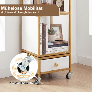 Costway Λευκή βιβλιοθήκη 4 επιπέδων με ρόδες, ξύλινη επιφάνεια και ... Costway Λευκή βιβλιοθήκη 4 επιπέδων με ρόδες, ξύλινη επιφάνεια και ...