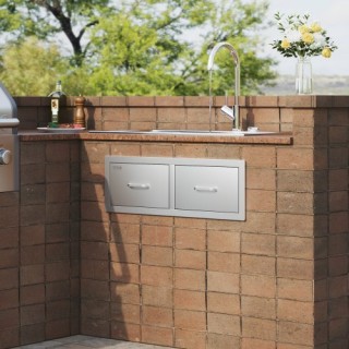 Συρτάρια BBQ Vevor 75x25cm Διπλά Οριζόντια με Ανθεκτικό Ντουλάπι Απ...