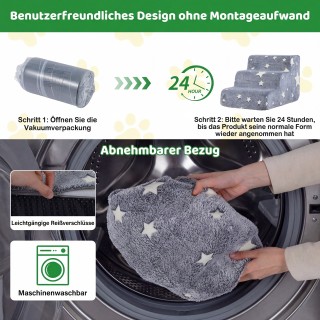 Costway Φωσφορίζουσα Αφρώδης Σκάλα 3 Σκαλοπατιών για Σκύλους με Πλε...