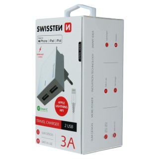 SWISSTEN Φορτιστής Ταξιδιού με Έξυπνο IC και 2x USB 3A + Καλώδιο Δε...