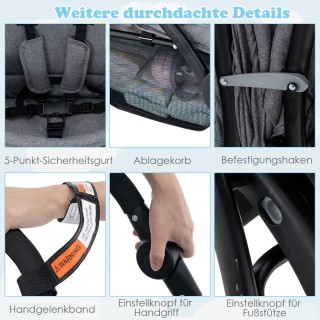 Costway Άνετο Διπλό Καροτσάκι με Ρυθμιζόμενα Καθίσματα και Σύστημα... Costway Άνετο Διπλό Καροτσάκι με Ρυθμιζόμενα Καθίσματα και Σύστημα...