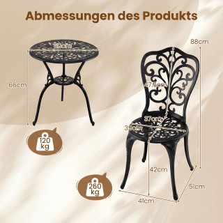 Costway Σετ μπιστρό 3 τεμαχίων από χυτό αλουμίνιο με τραπέζι και 2 ...