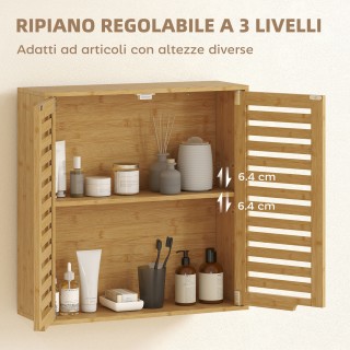 HOMCOM Κρεμαστό Ντουλάπι Μπάνιου με Ρυθμιζόμενο Εσωτερικό Ράφι και ...